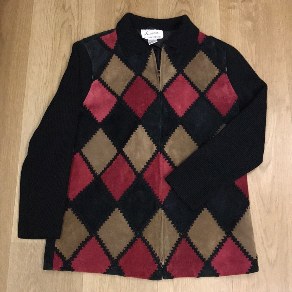 Louis Dell’Olio Suede Diamond Patchwork Jacket Size XS